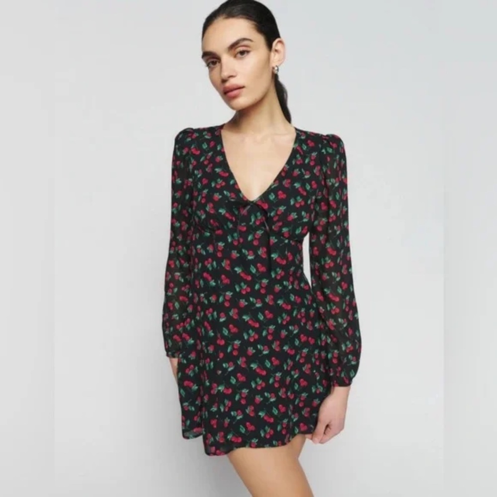 Reformation Black and Red Mini Dress